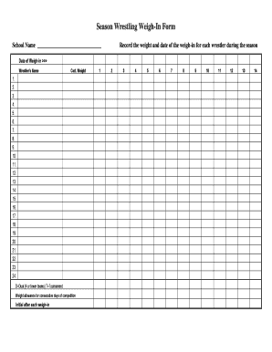 Fillable Online Season Wrestling Weigh-In Form Fax Email Print - pdfFiller