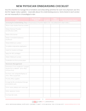 Fillable Online NEW PHYSICIAN ONBOARDING CHECKLIST Fax Email Print ...