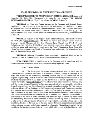 Trust amendment form - board observer agreement