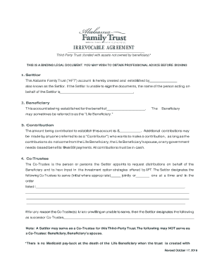 Third Party Irrevocable Trust Agreement - The Alabama Family Trust