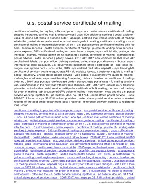 Fillable Online u.s. postal service certificate of mailing. u.s. postal ...