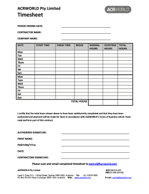 Contractor Timesheet Template from www.pdffiller.com