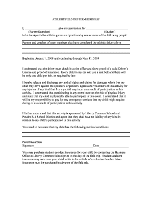 Field trip permission slip template - ATHLETIC FIELD TRIP PERMISSION SLIP - Liberty Common High School - libertycommon