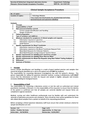 Sdms cab - Clinical Sample Acceptance Procedure - Barnsley Hospital NHS ... - barnsleyhospital nhs