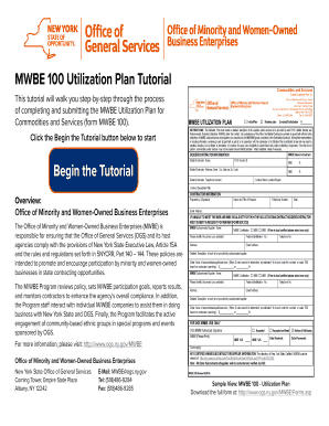 Fillable Online ogs ny MWBE 100 Utilization Plan Tutorial - Office of ...