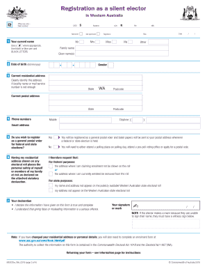Silent elector form PDF 1.1MB - Australian Electoral Commission