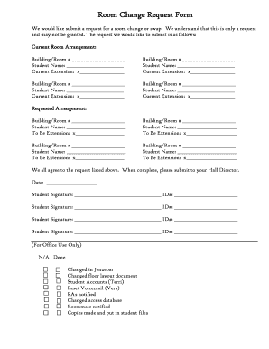 Fillable Online Dushare Dom Room Change Request Form