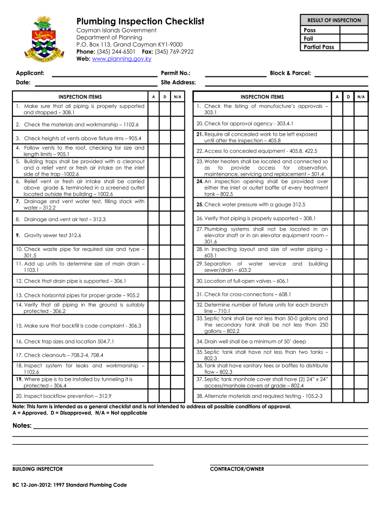 Printable Plumbing Inspection Checklist Form - Fill Online In Drainage Report Template