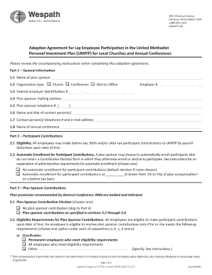 Fillable Online Adoption Agreement for Lay Employee Participation in ...