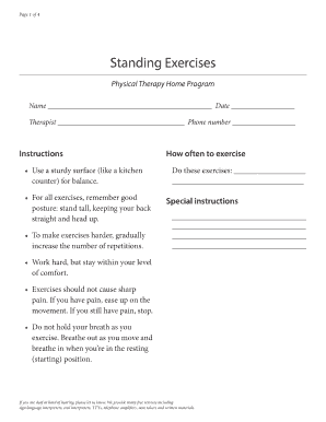Fillable Online Standing Exercises - fvfiles.com Fax Email Print ...