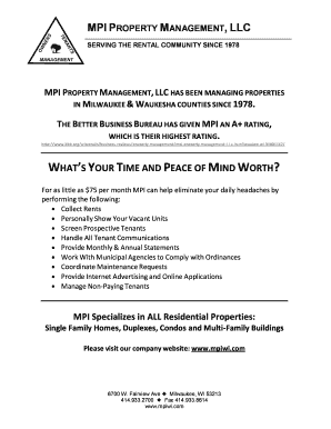 Fillable Online Mpi Property Management Llc Has Been Fax Email Print Pdffiller