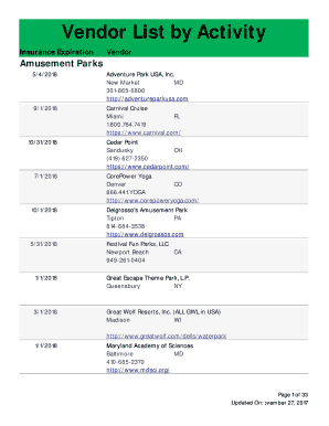 Fillable Online Vendor List by Activity Fax Email Print - pdfFiller