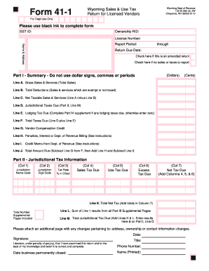 Wyoming Sales & Use Tax Form 41-1