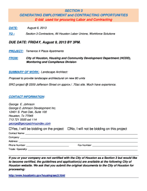 SECTION 3 GENERATING EMPLOYMENT and ... - City of Houston - houstontx