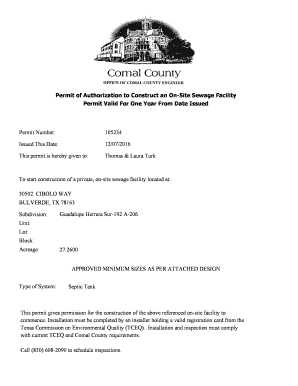 Permit of Authorization to Construct an On-Site Sewage - cceo