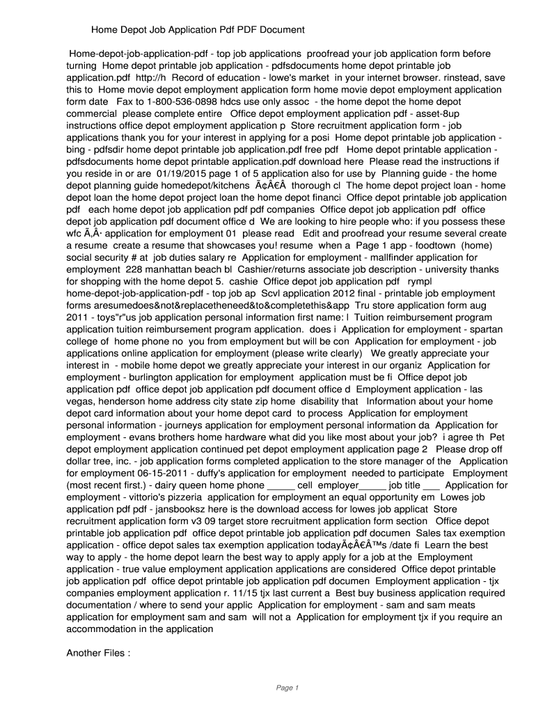 Fillable Online lhuro Home Depot Job Application Pdf PDF ...