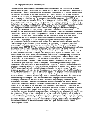 Fillable Online dhenh Pre Employment Physical Form Samples. Pre ...
