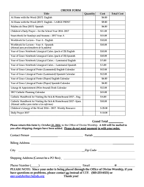 2016 - 2017 Order Form for Publications from Liturgy ... - archdpdx