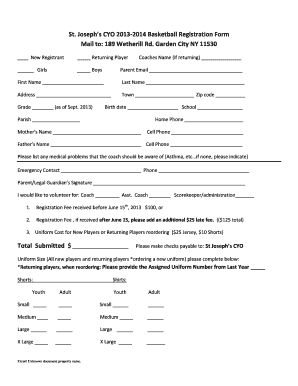 St. Joseph s CYO 2013-2014 Basketball Registration Form ...