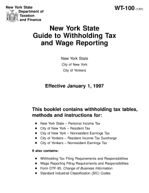 Fillable Online New York State Guide to Withholding Tax and Wage ...