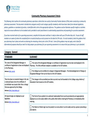 Community Pharmacy Assessment Criteria - Ontario College of ...