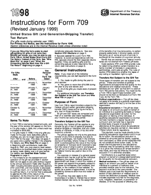 Fillable Online 1998 Instructions for 709. Instructions for Form 709 ...