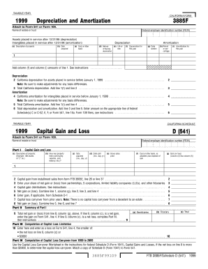 Ftb 3885p - FTB 3885F - 1999 Depreciation and Amortization / Schedule D (541) - 1999 Capital Gain and Loss. 3885FD-form