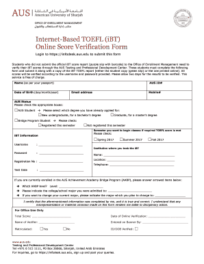 Fillable Online aus Internet-Based TOEFL (iBT) Online Score ...