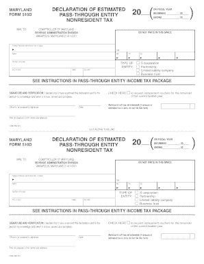 Maryland Form 510D Pass-Through Entity Nonresident Tax