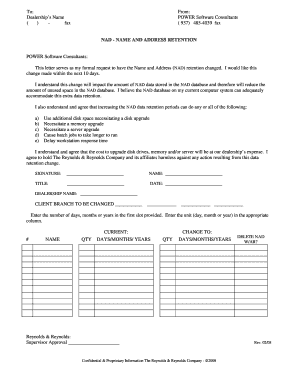 NAD - NAME AND ADDRESS RETENTION