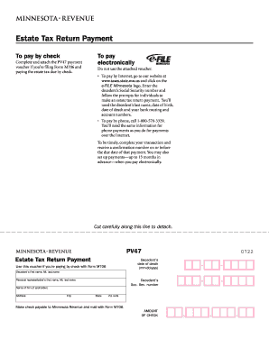 Estate tax minnesota - pv47 estate tax return payment voucher. pv47 estate tax return payment voucher