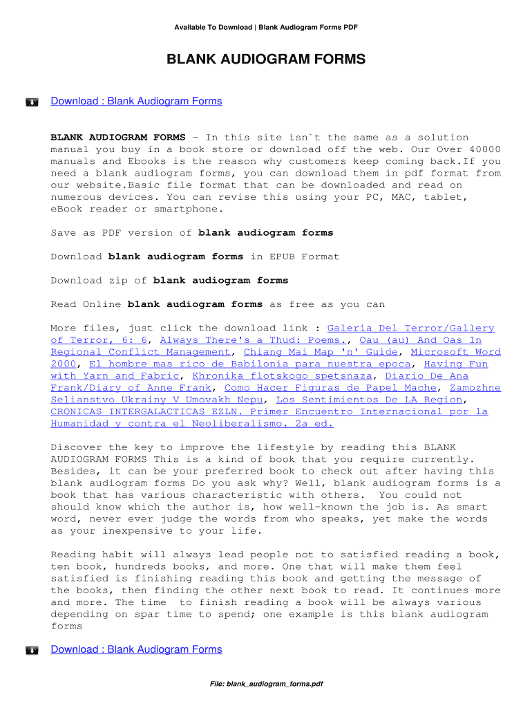 Fillable online caryney blank audiogram forms blank audiogram forms