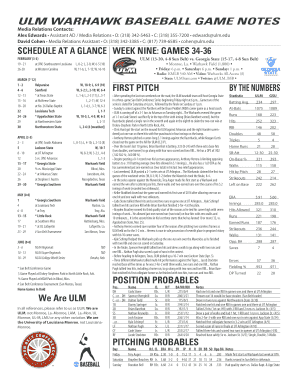 ULM WARHAWK bAsebALL GAMe NOTes - nmnathletics.com