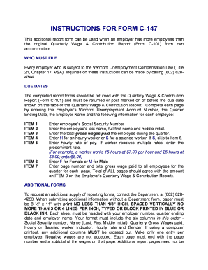 INSTRUCTIONS FOR FORM C-147