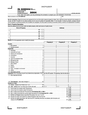 2004 PA Schedule E (PA-20S/PA-65 E). Forms/Publications
