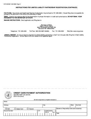 INSTRUCTIONS FOR LIMITED LIABILITY PARTNERSHIP REGISTRATION