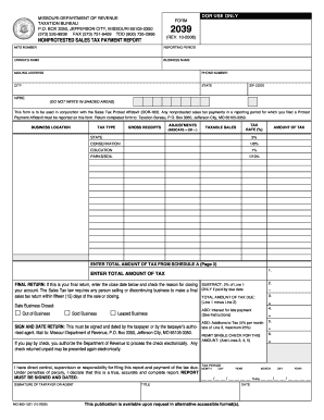 Sales reports examples - 2039, Nonprotested Sales Tax Payment Report