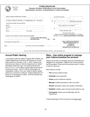 Receipt template excel - Payment of Indiana Withholding Tax for Nonresident