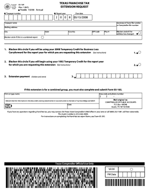 extension texas franchise tax pdffiller form