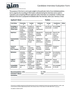 Interview feedback template - Candidate Interview Evaluation Form - aimnet.org