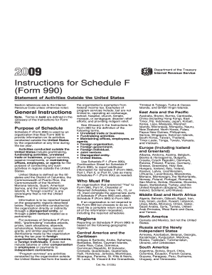 Fillable Online 2009 Instruction 990 Schedule F. Instructions for ...