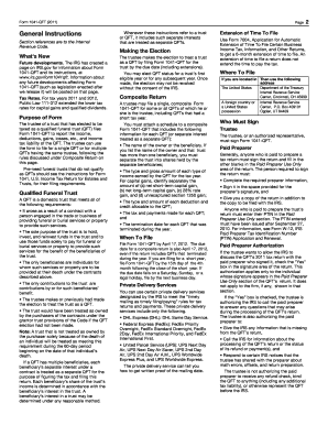 2011 Form 1041-QFT. U.S. Income Tax Return for Qualified Funeral Trusts