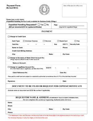 Payment Form PAYMENT DOCUMENT TO BE FILED OR REQUEST ...