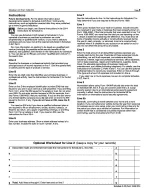 Schedule C-EZ (Form 1040) 2014