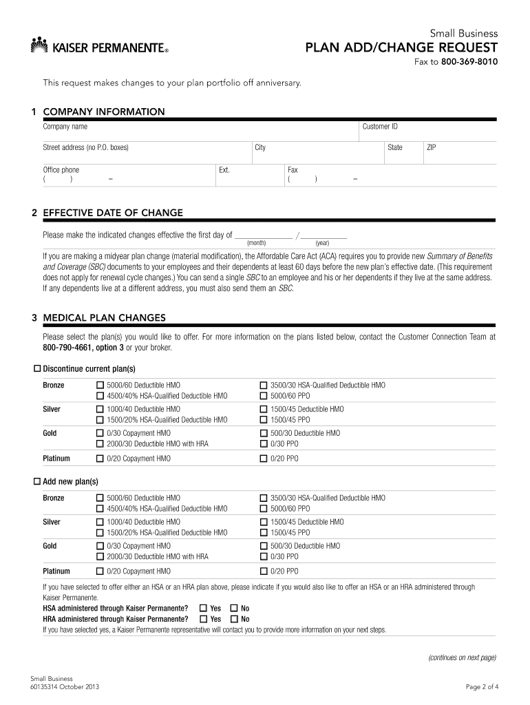 Fillable Online Plan Add/ Change form with SBC attestation - SuperAgent ...