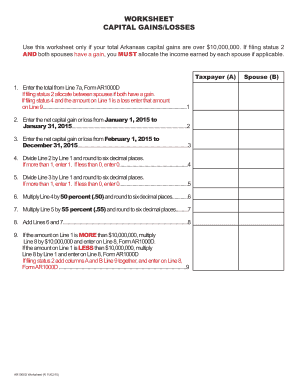 Fillable Online WORKSHEET CAPITAL GAINS/LOSSES Fax Email Print - pdfFiller