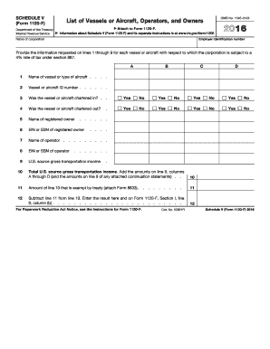 Amended form 1120s - 2016 Schedule V (Form 1120-F). List of Vessels or Aircraft, Operators, and Owners