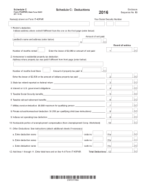 Indiana it 40 - Form IT-40PNR, State Form 54031