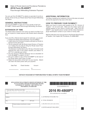 2016 Form RI-4868PT