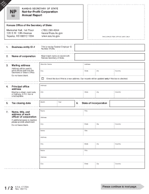 Kansas NP Not-for-Profit Corporation Annual Report